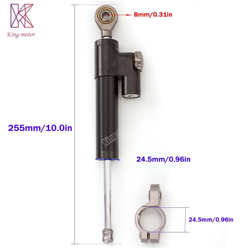 Motorcycle Universal CNC Adjustable Steering Damper Stabilizer Safety Black&Gray