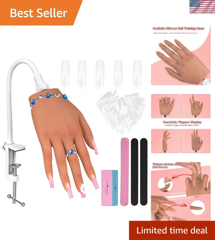 Bendable Acrylic Nail Practice Hand with Deep Nail Groove - Easy Maintenance