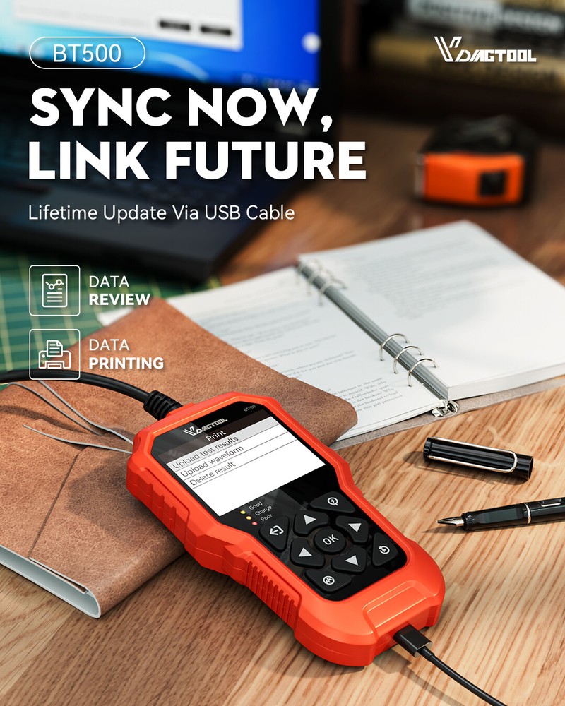 VDIAGTOOL Car Battery Tester Load Analyzer Cranking Charging Diagnostic Tool 12V