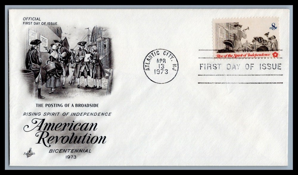 US FDC # 1477 8c Posting Broadside  ArtCraft  1973, 9d489
