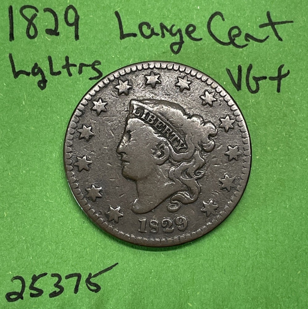 1829 Coronet Head Large Cent 1c Large Letters Vg Very Good Better Date