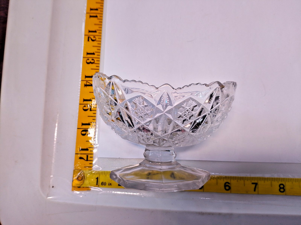 Vintage cut glass candy footer sharp edges