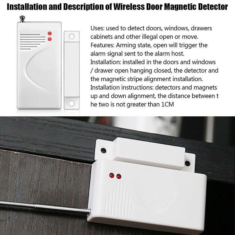 12v Wireless Door Window Alarm Panel Magnetic Contact Sensor 433MHz Code 1527