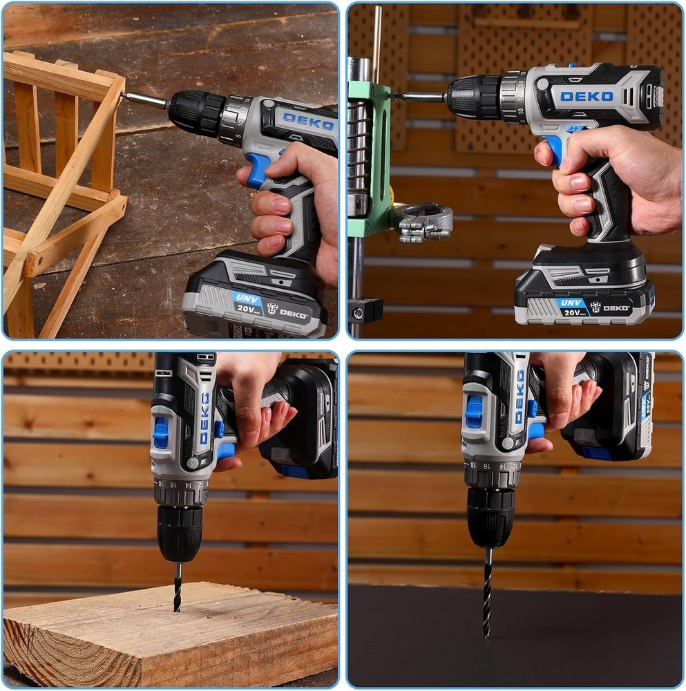 Versatile 20V Cordless Power Drill with Bits - Compact Design for Easy Use