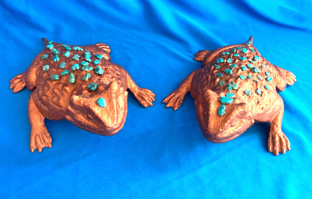 RARE Ceramic Reptile Creature Figurines Frogs Toads Lizards Turquoise Rock Decor