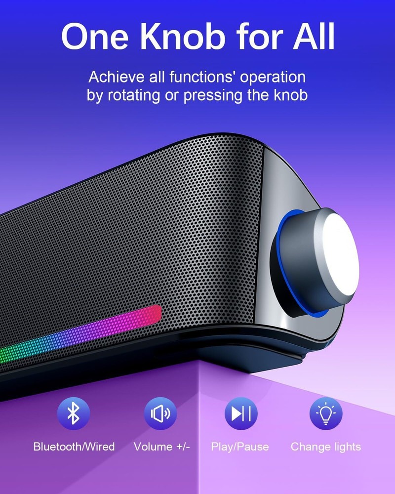 Nylavee Computer Speakers Hi-Fi Sound Computer Sound Bar (OPEN BOX)
