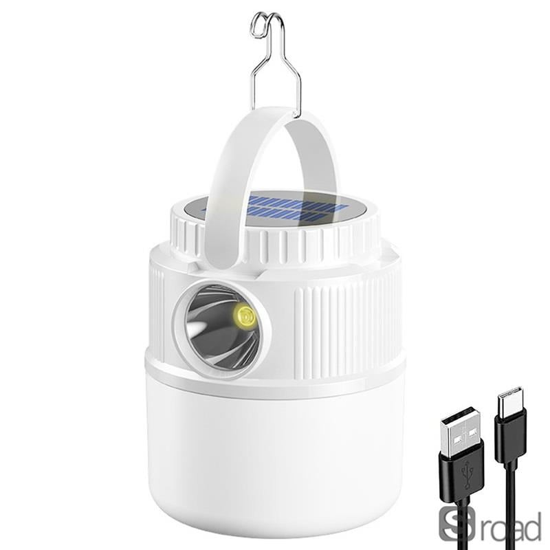 450LM Portable Camping Lantern With Solar And USB Charging, Power Bank Function