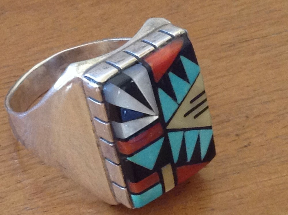 Vintage ZUNI inlaid ring