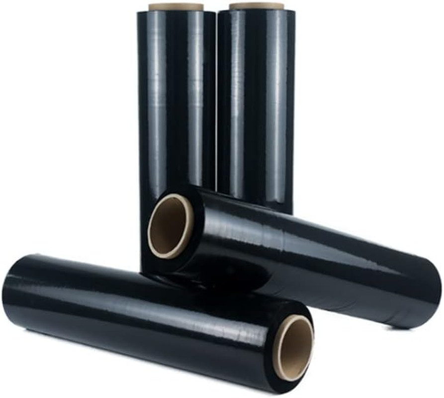 4 Rolls Pallet Wrap Stretch, Black Hand Pallet Shrink Wrap Opaque