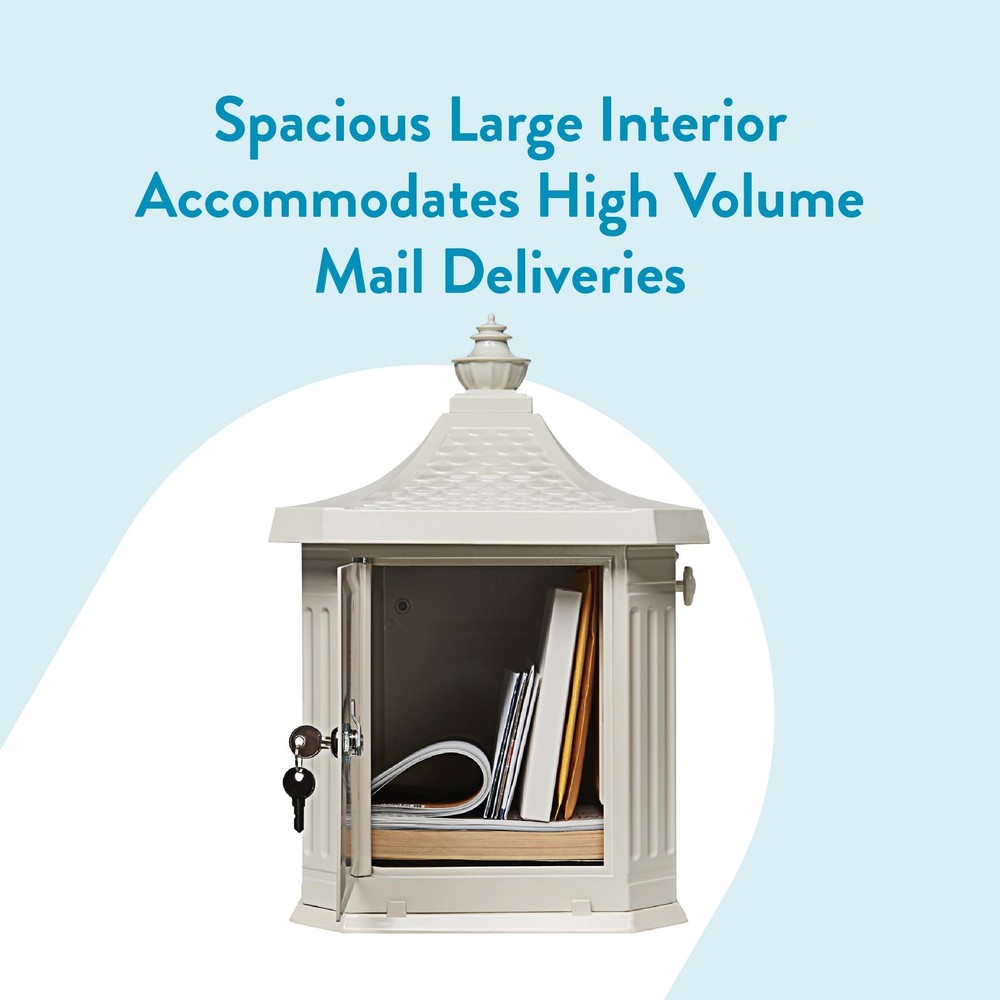 Secure Locking Aluminum Mailbox - USPS Approved Post Mount, White Large Curbside