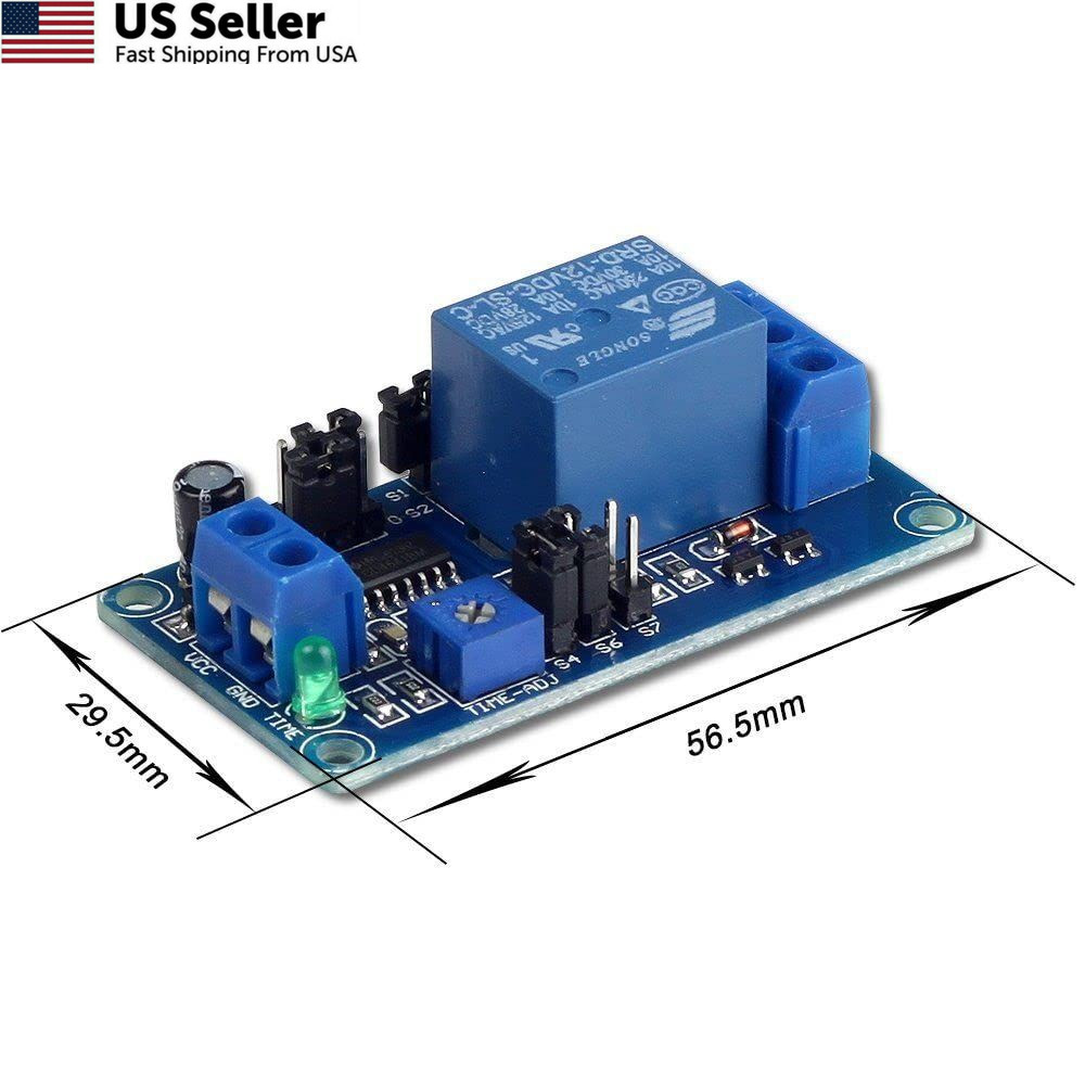 UCTRONICS DC 12V Time Relay Module, On Delay and On/Off with Case, Blue
