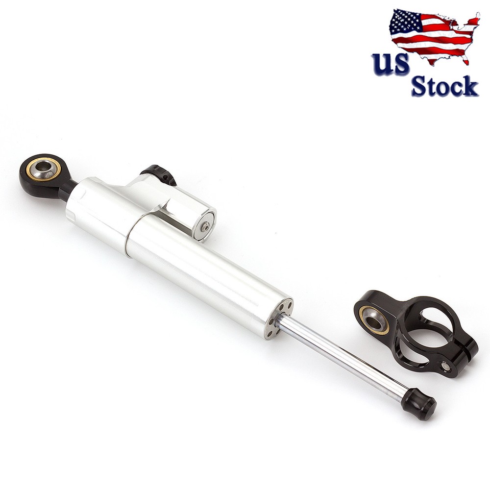 CNC Adjustable Steering Damper Stabilizer For Yamaha Honda Ducati Silver&Black