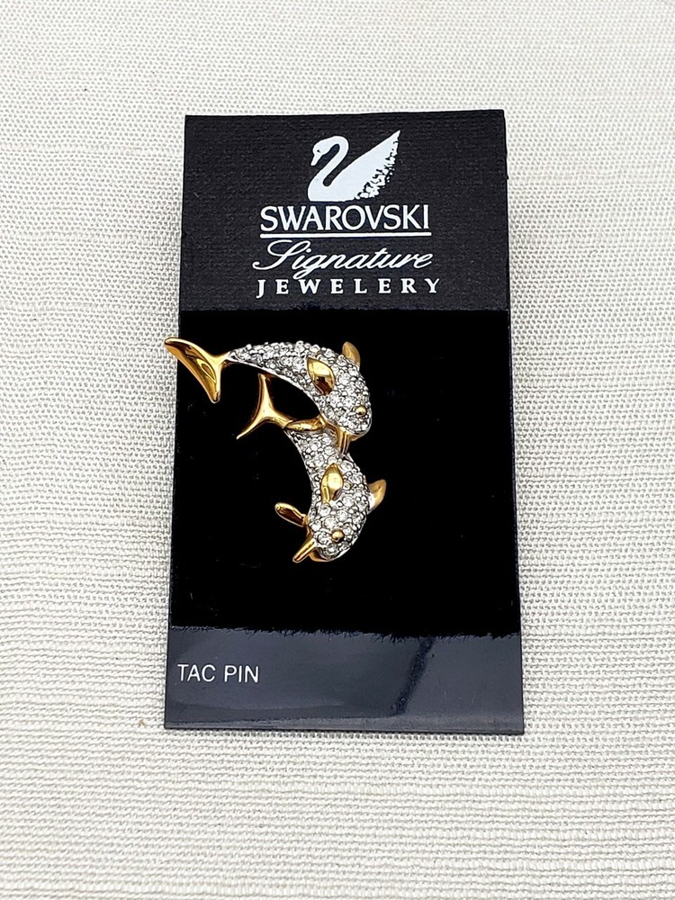 Swarovski Dolphin Tac Pin Pave Crystals