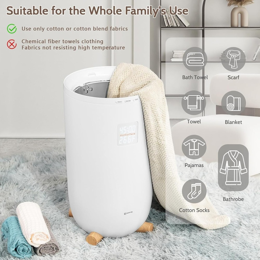 Keenray Luxury Towel Warmer for Bathroom LCD Timer & Temperature Control White