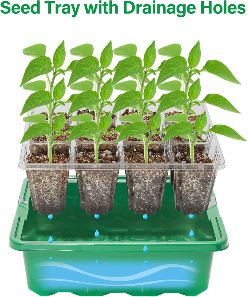 5 Packs Seed Starter Tray with Plant Light, Elevated Seedling Starter Trays Kits