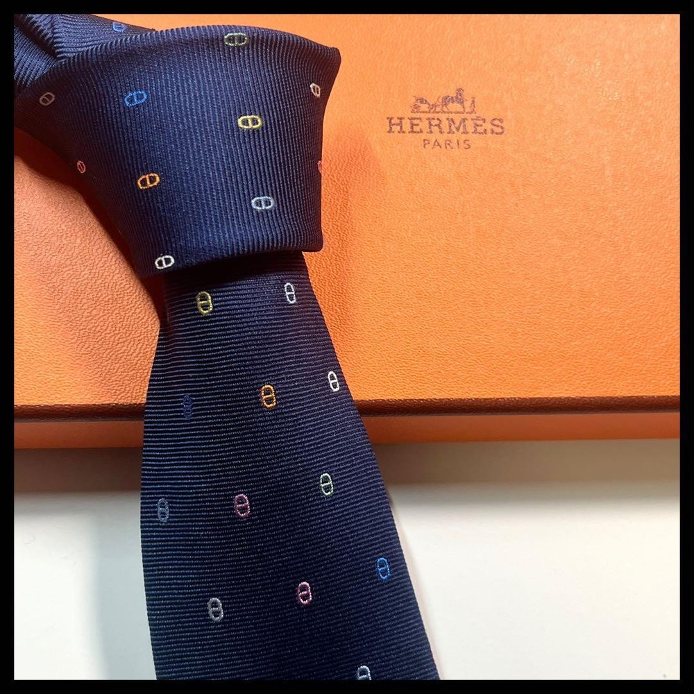 Good Condition HERMES Tie Maillon Multicolor