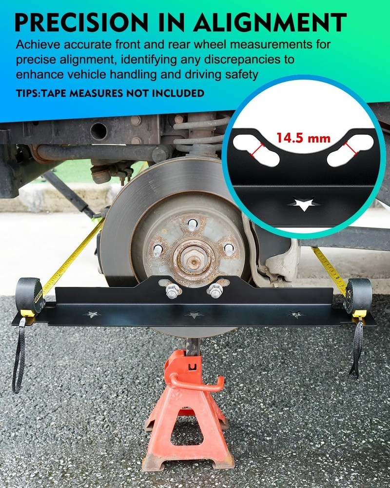 Wheel Alignment Tool with Hanging Holes, Stainless Steel Toe Alignment Tool P...