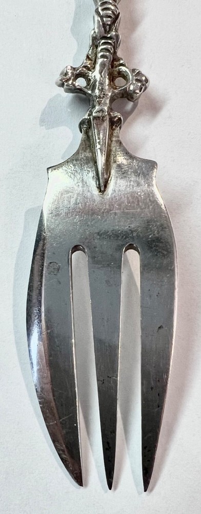 Pair Dutch silver figural handle Flying Dutchman Fluyt cargo ship pastry forks