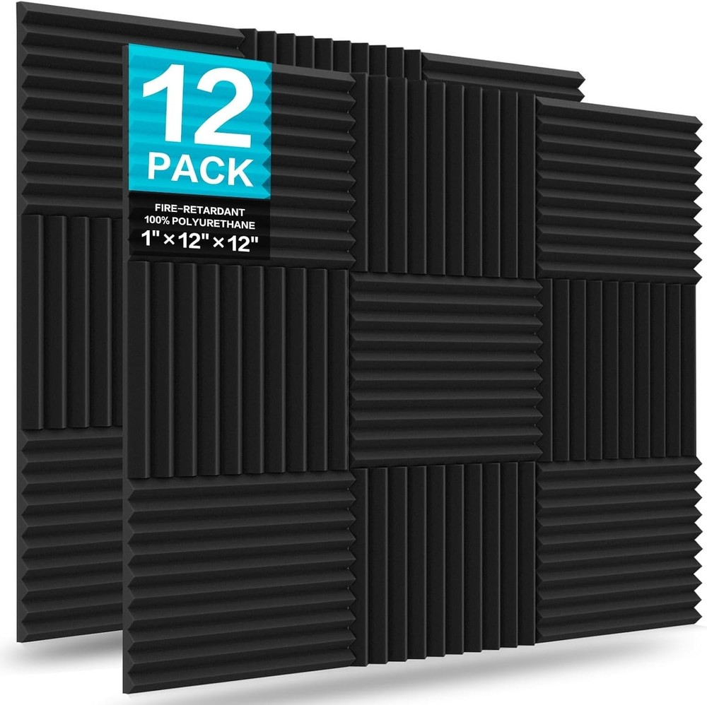 Fire-Resistant Soundproofing Foam Panels - 12 Pack for Ultimate Noise Control