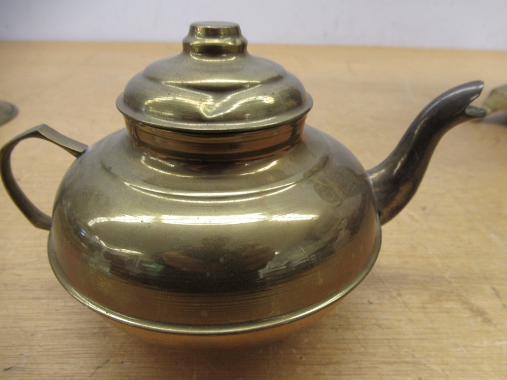 Antique signed Middle Eastern Brass Samovar urn with kettle