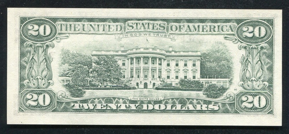 1988-A $20 FRN “LIGHT FACE TO BACK OFFSET PRINTING ERROR” UNCIRCULATED (B)