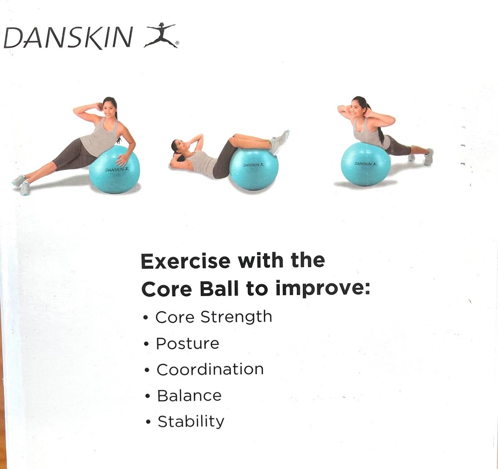 Danskin Burst Resistant Core Ball 55cm Mint - Includes Workout DVD - New in Box