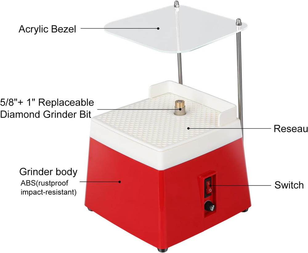 Stained Glass Grinder, Portable Glass Grinder with 5/8" + 1" Replaceable Diamond