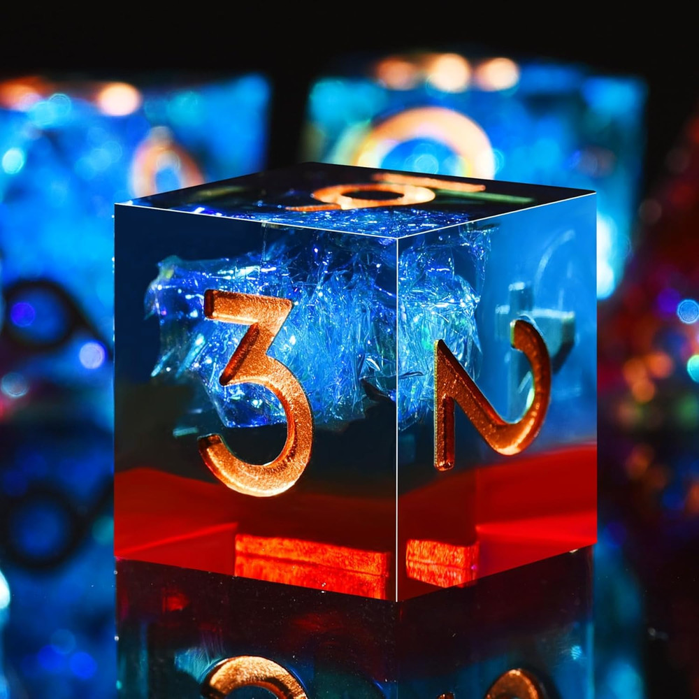 7-Die DND Dice Set Handmade Sharp Edge Polyhedral Dice for Dungeons and D