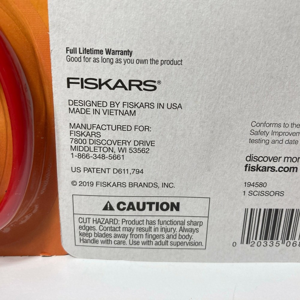 Fiskars Stainless Steel Pointed Tip Scissors 3 Pairs Red