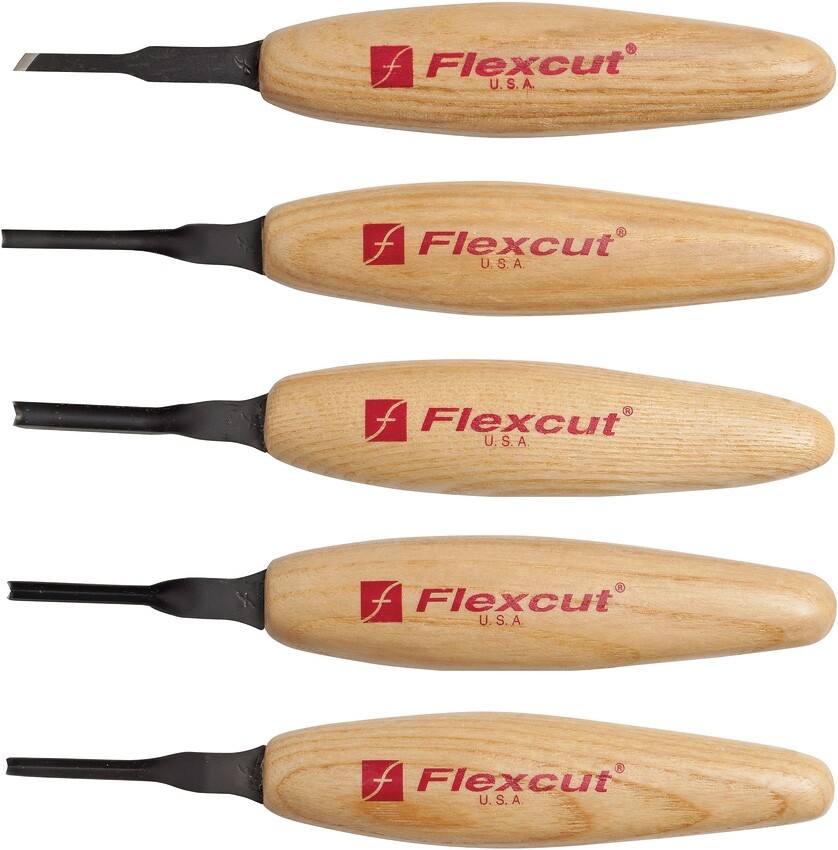 Flexcut Mixed Profile Micro Tool Set Stainless Blade Ergonomically Wood Handle