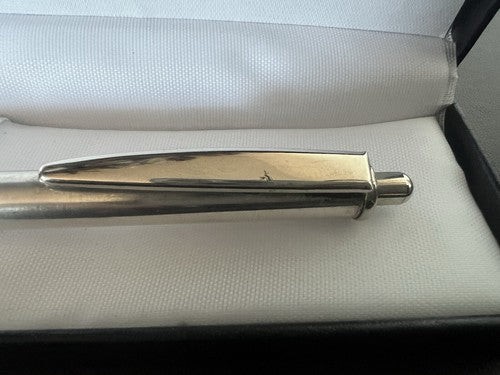 Red Ballpoint Pen Solid 925 Silver Satin Glossy Profiles Click Button 21