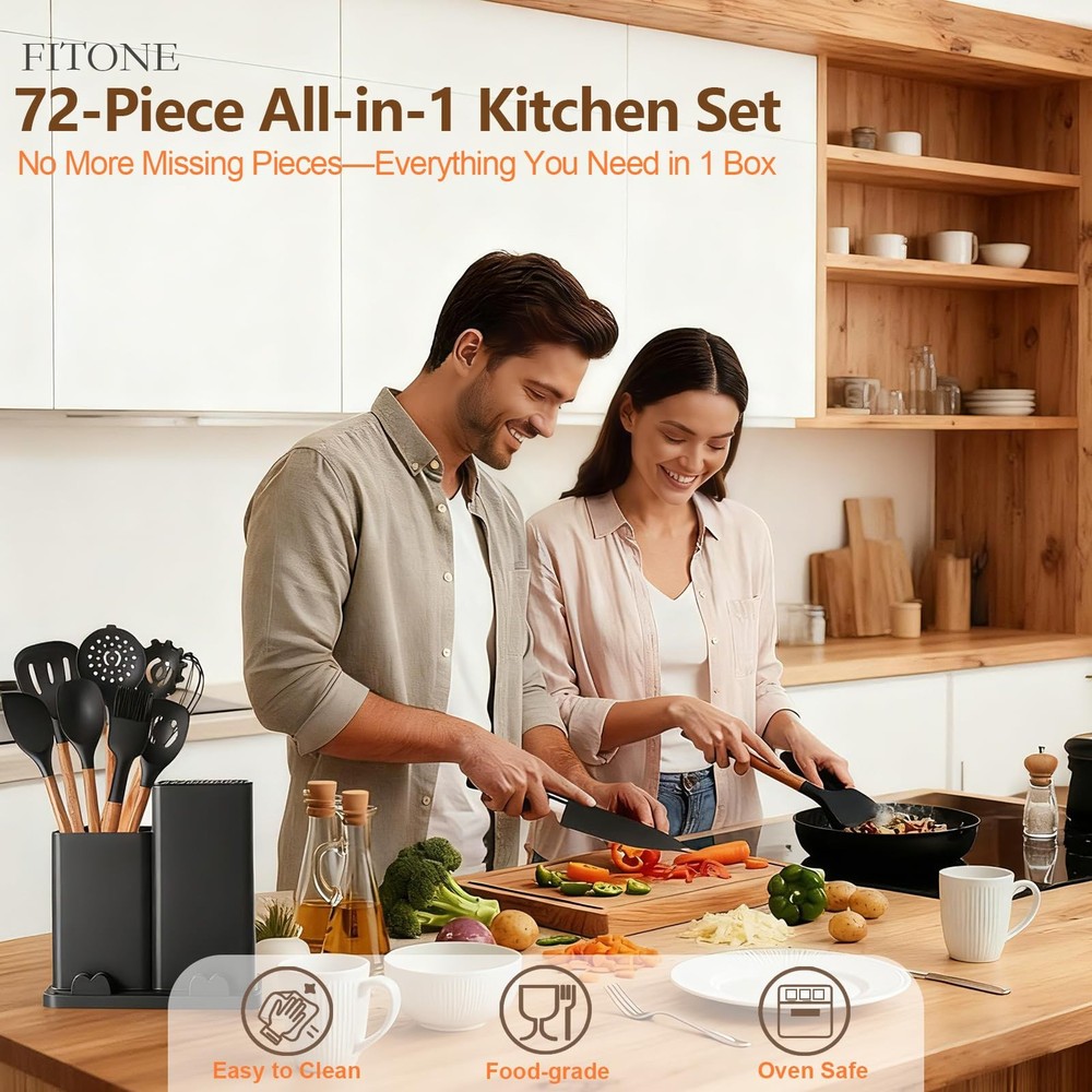 72-Piece Kitchen Cooking Set, Pots and Pans Cookware, Nonstick Cookware Set, ...
