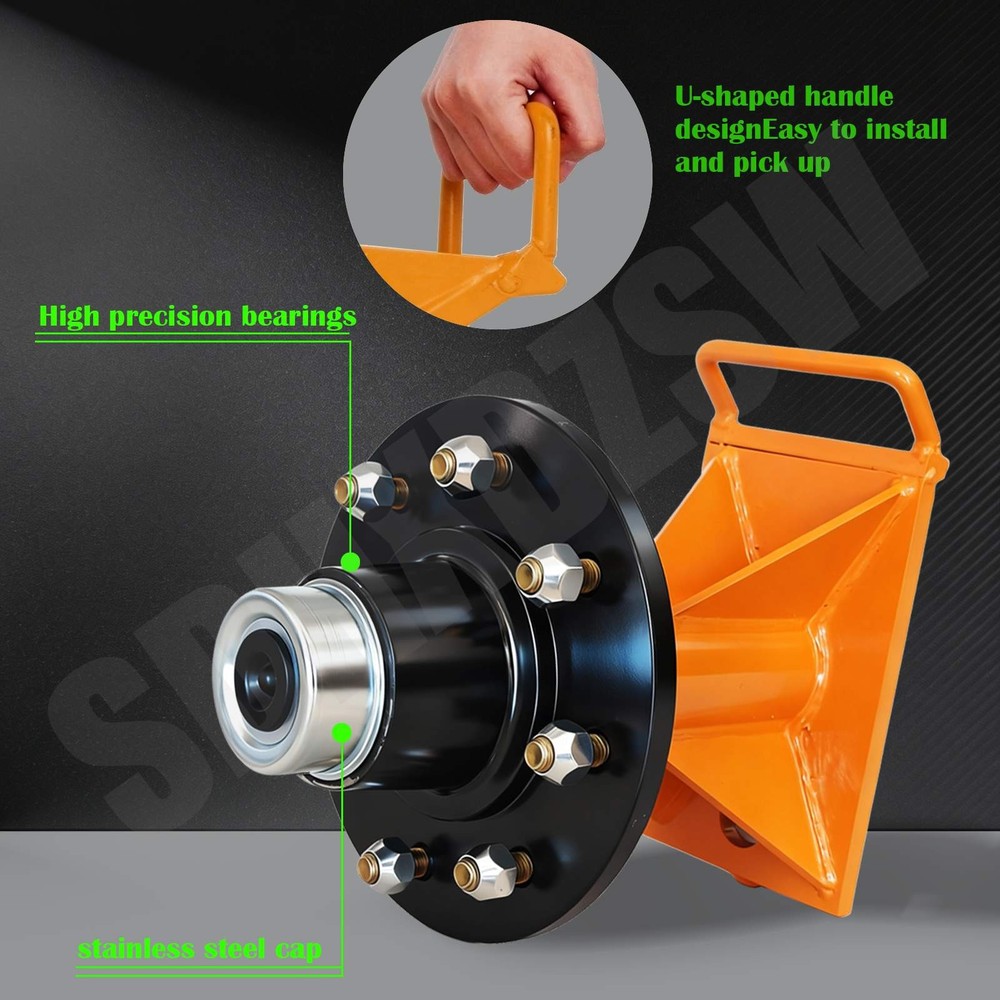 Shipping Container Wheels 8x6.5 Lug Bolt-On Spindle Kit with Handle
