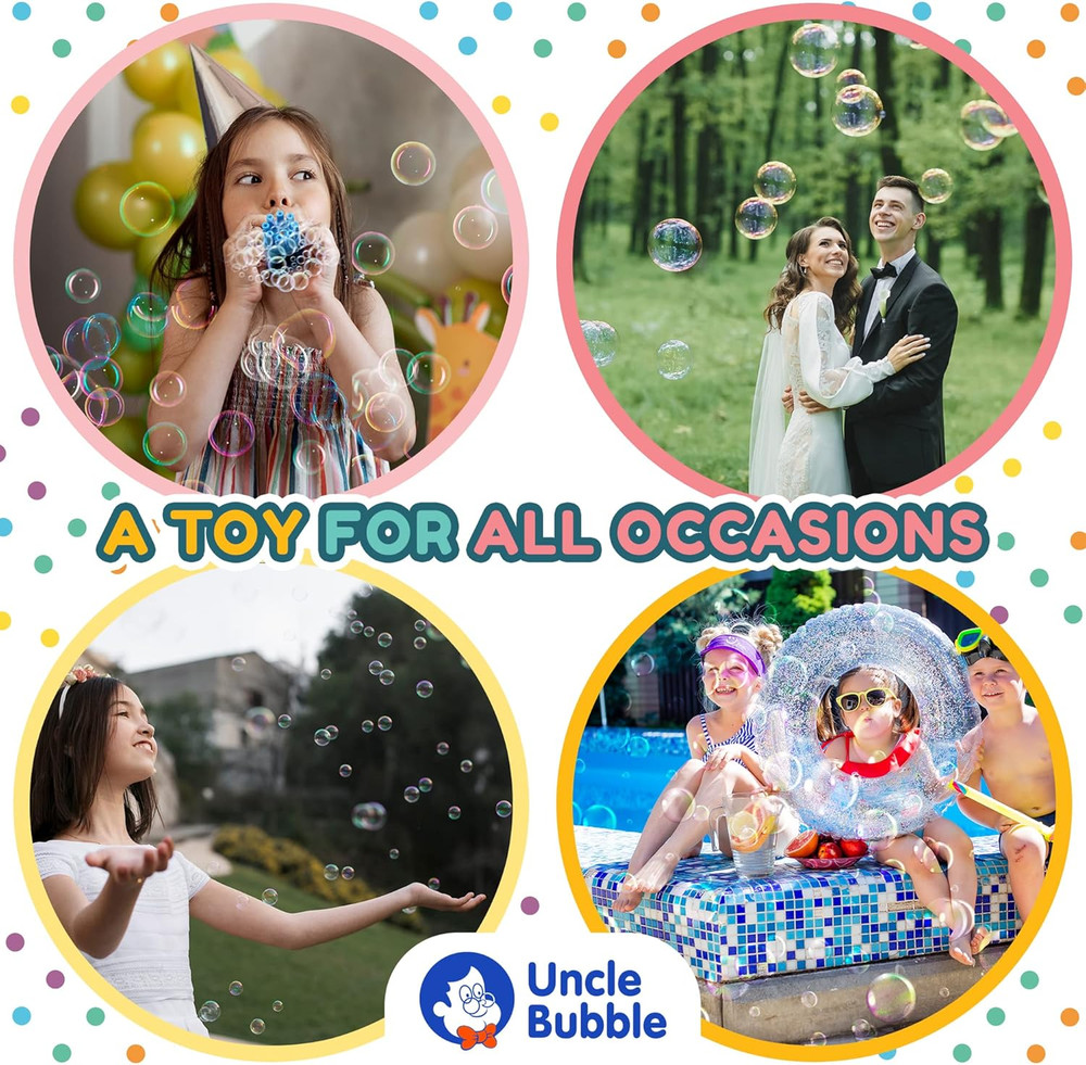 Uncle Bubble Mini Bubble Blower - Non Toxic Plastic Confetti Bubbler