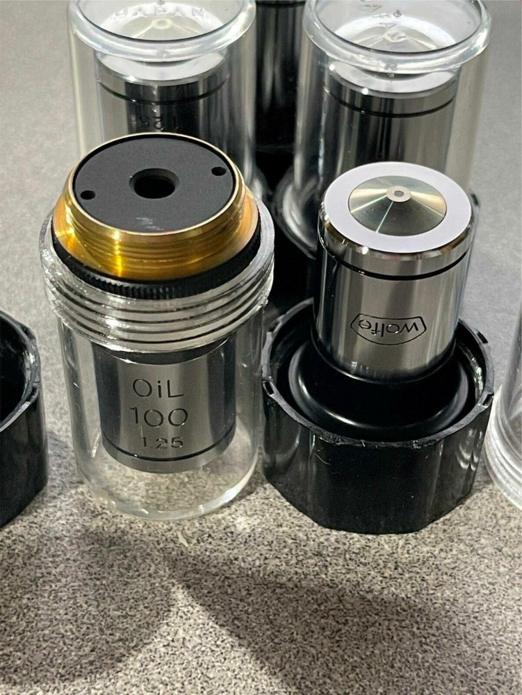 ONE (1) NEW WOLFE MICROSCOPE OBJECTIVE OIL 100 / 1.25