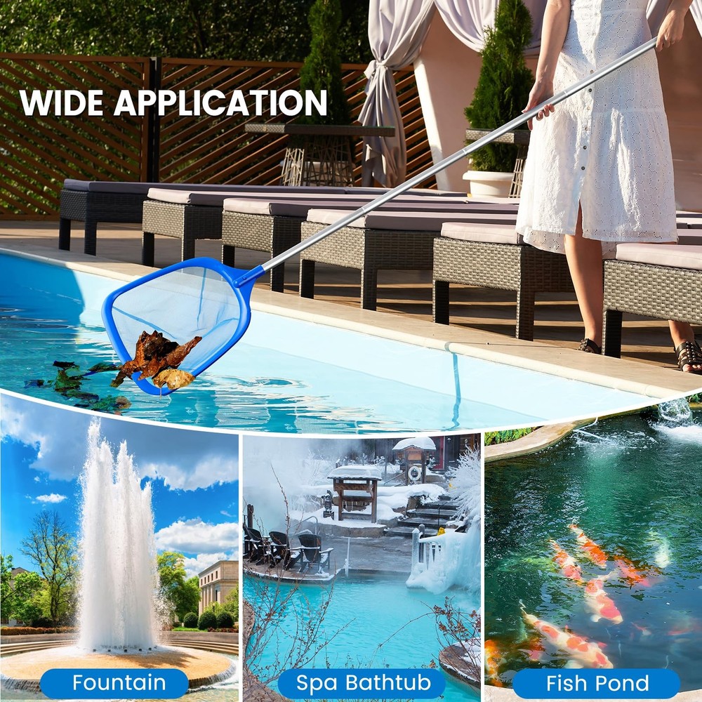 Premium Pool Skimmer Net with Adjustable Poles for Easy Leaf Removal