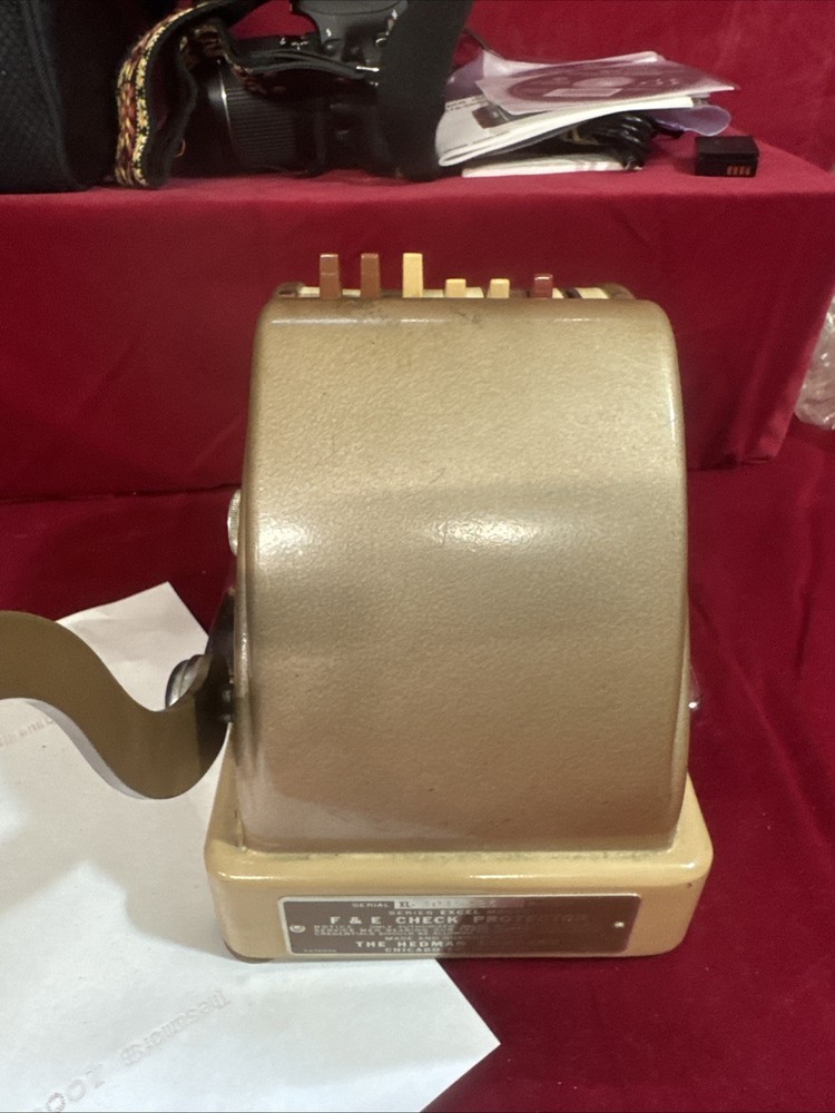 F & E "Excel" Model by Hedman Co Chicago - Vintage Check Printer- Working (D2)