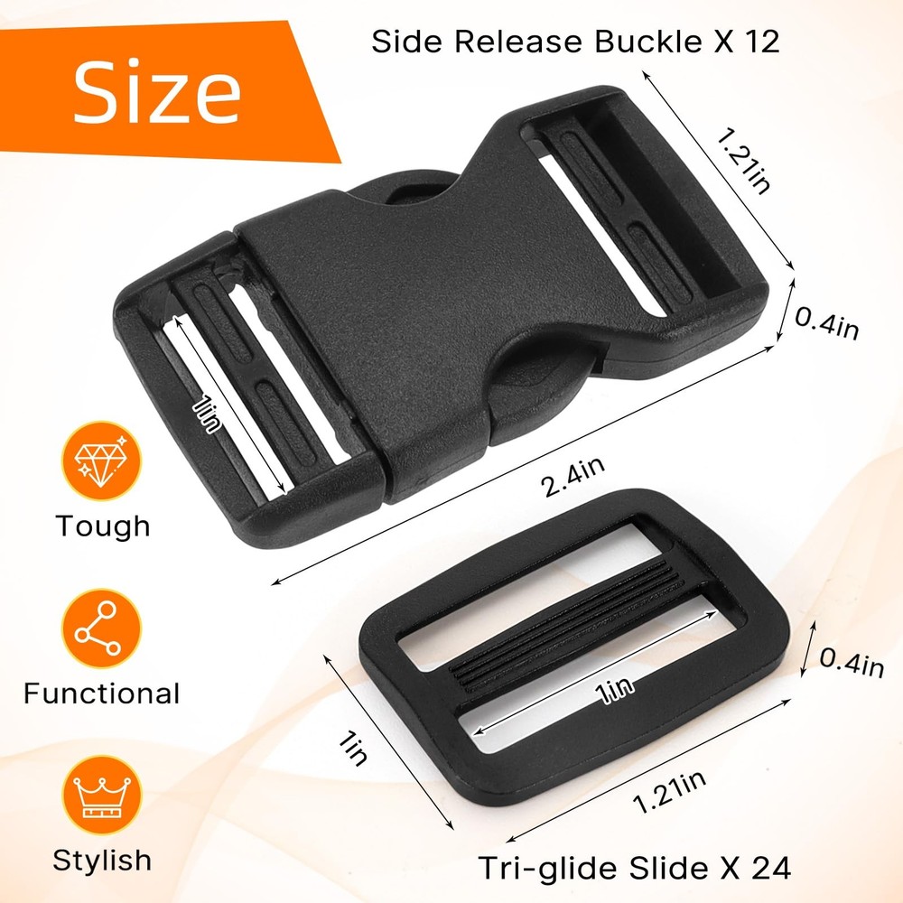 1 inch Buckles Tri-glide Slide Clip Quick Side Release Buckle Replacement
