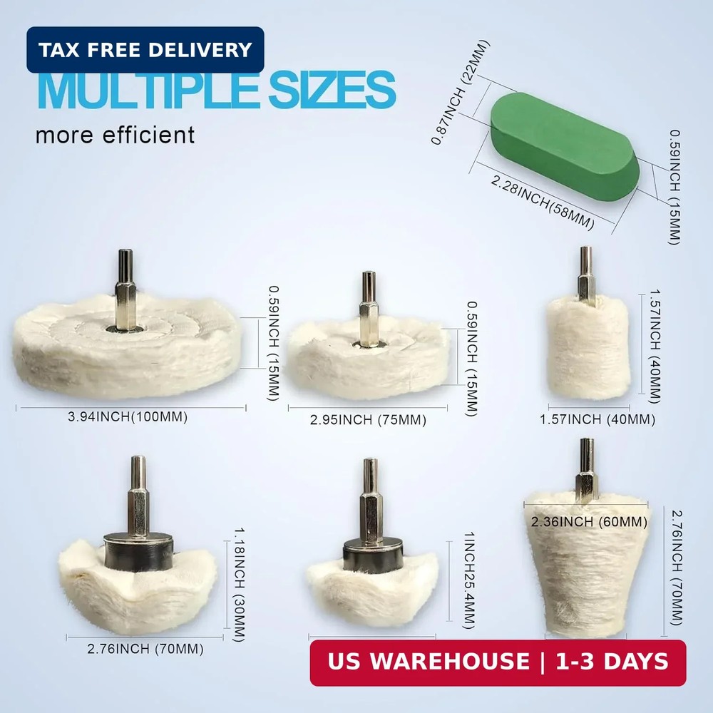 Neeki 6 Drill Buffing Wheels and 3 Polishing Compounds, Multi-Specification Whee