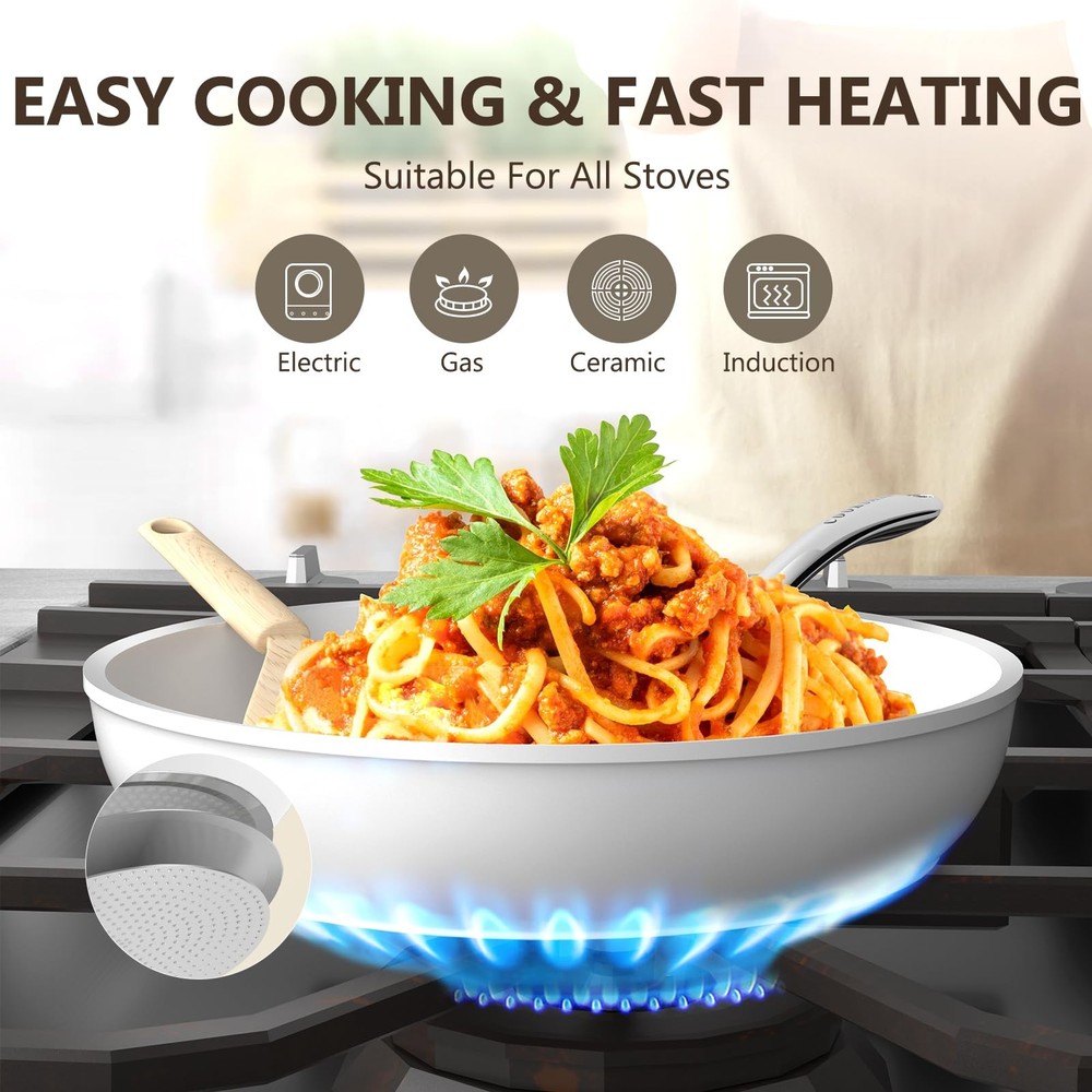 Nonstick Ceramic Cookware Set Induction & Dishwasher Safe Scratch-Resistant Pots