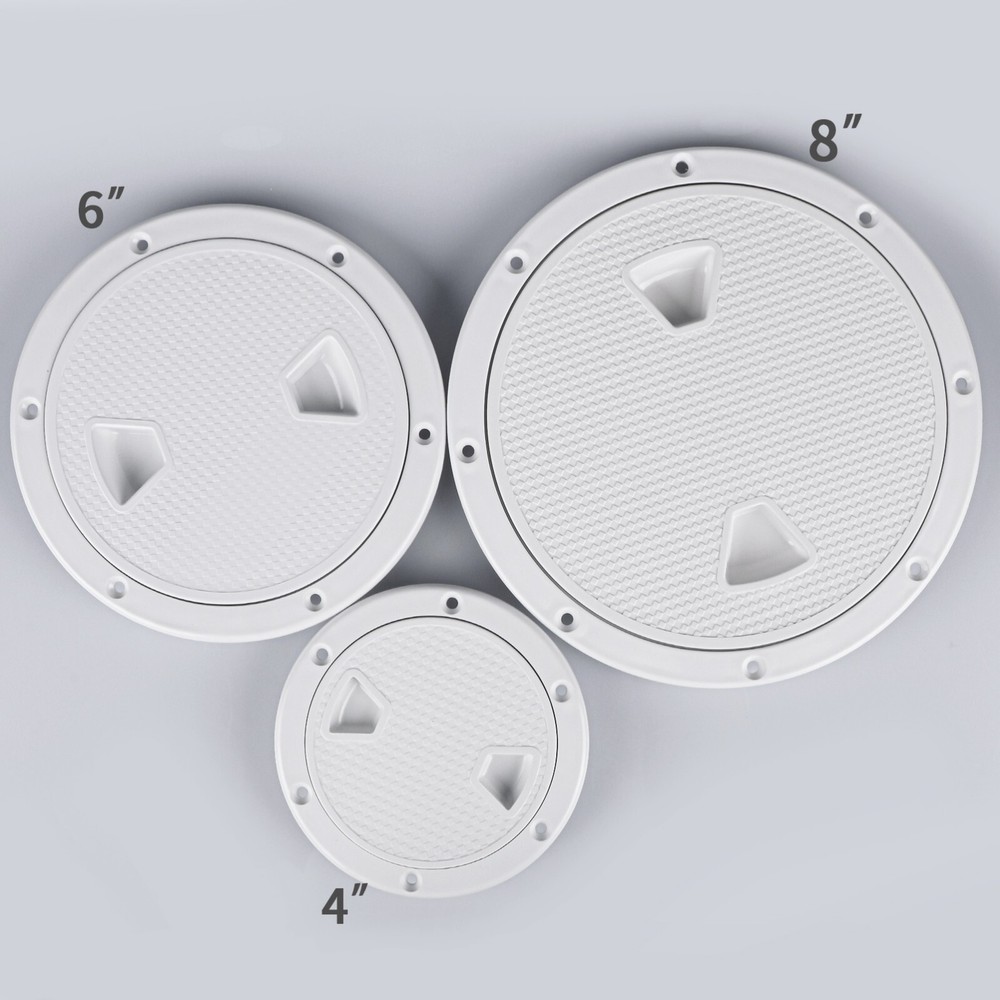 Marine 8'' Inch Screw Out White Plastic Round Deck Plate Inspection Hatch