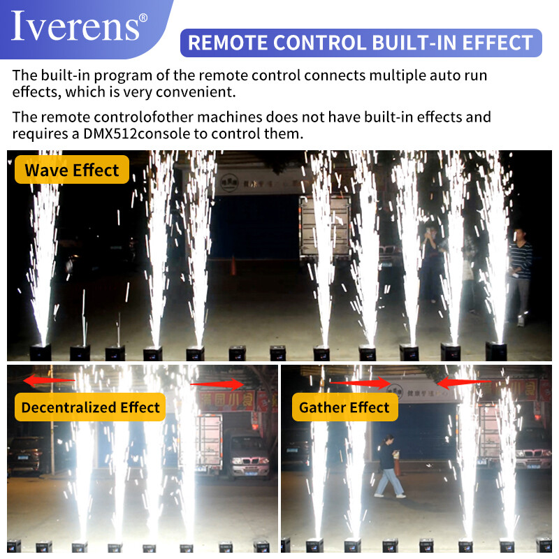 2PCS 750W Large Cold Spark Machine DMX512 DJ Stage Effect with Flight Case