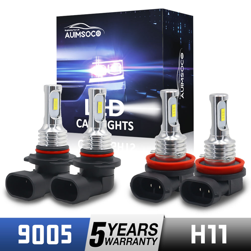 9005 H11 LED Headlight KIT Combo Bulbs 12000K High&Low Beam Super Bright White