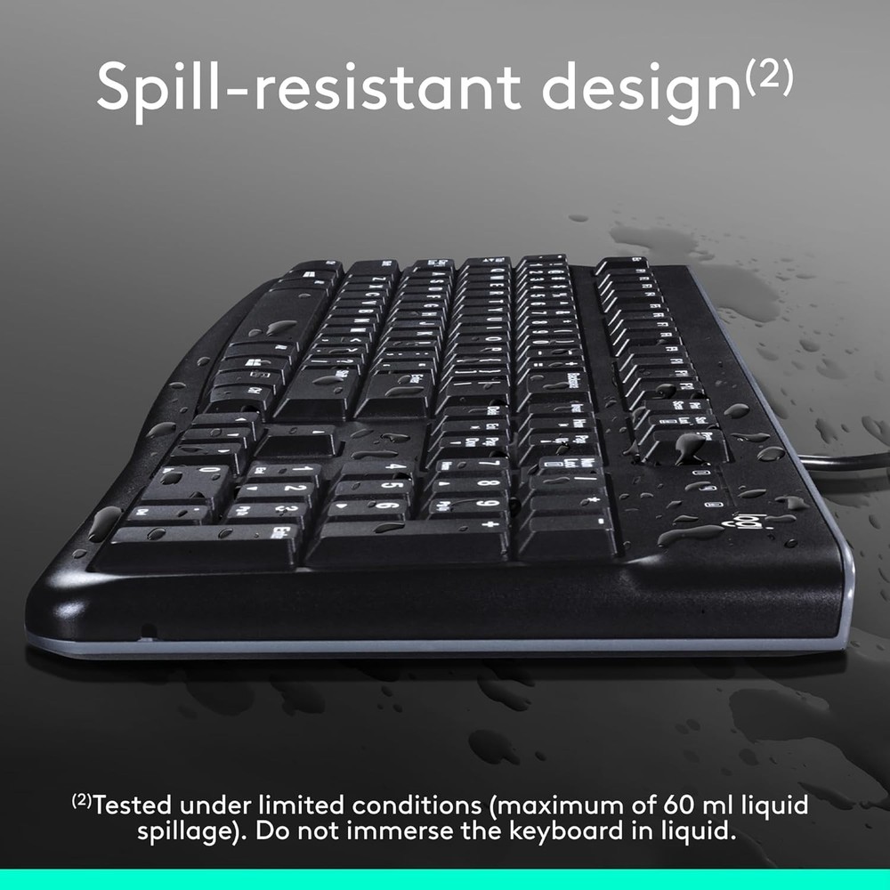 Logitech MK120 Full-size USB Wired Membrane Keyboard and Mouse Bundle For PC Mac