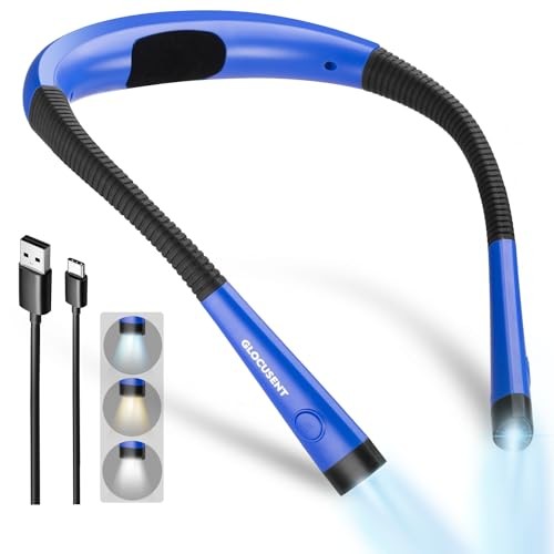 Book Light, 3-Color & 6-Brightness Reading Light, Bendable Medium Lake Blue