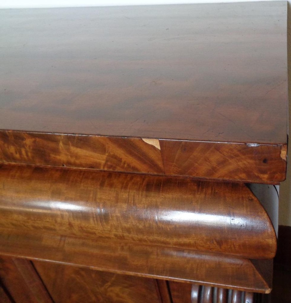 Gorgeous Antique Solid Wood Burled Veneer Finish Extra Large Buffet Sideboard