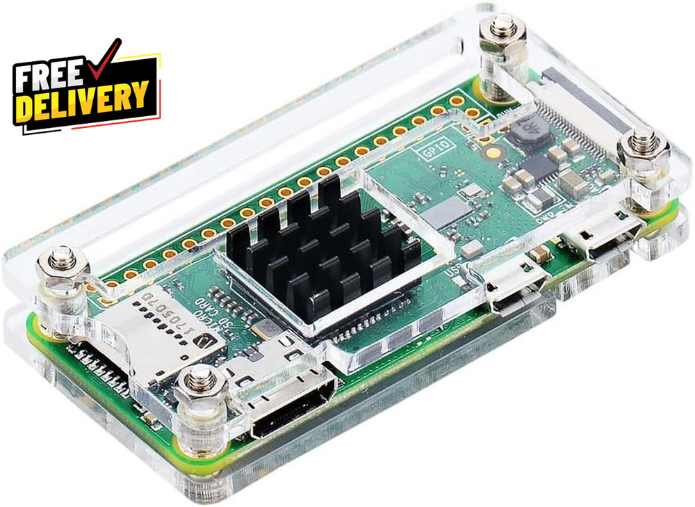 Raspberry Pi Zero Case Case for Raspberry Pi Zero 2 W with Heatsink HDMI Adapter