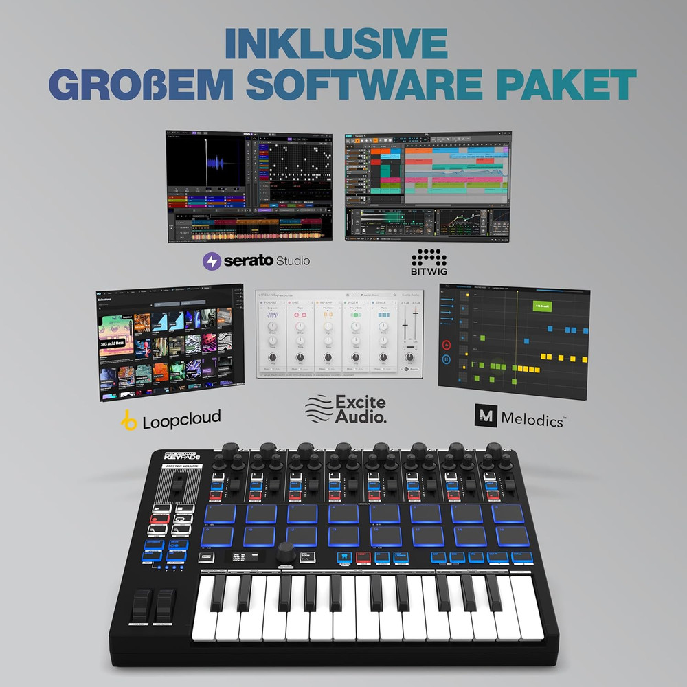 All-in-One USB-MIDI Workstation: Keyboard, Drum Pads & DAW Controller