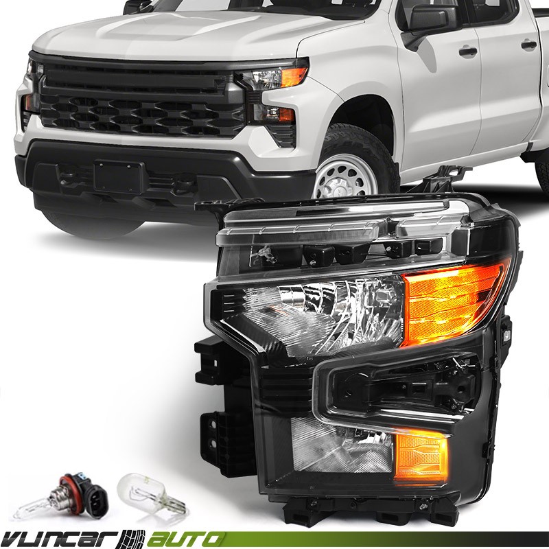 For Chevy Silverado 1500 2022-2025 Black Halogen Headlight Lamp Driver Left Bulb