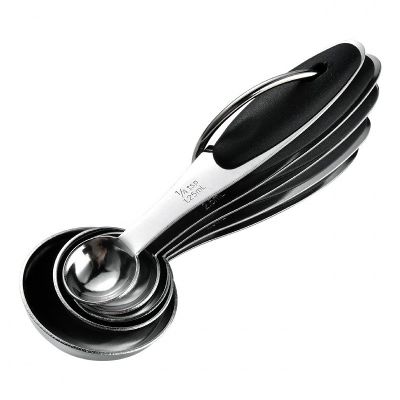 5-Piece Black Measuring Spoon Set, Kitchen Baking Scoop Tool